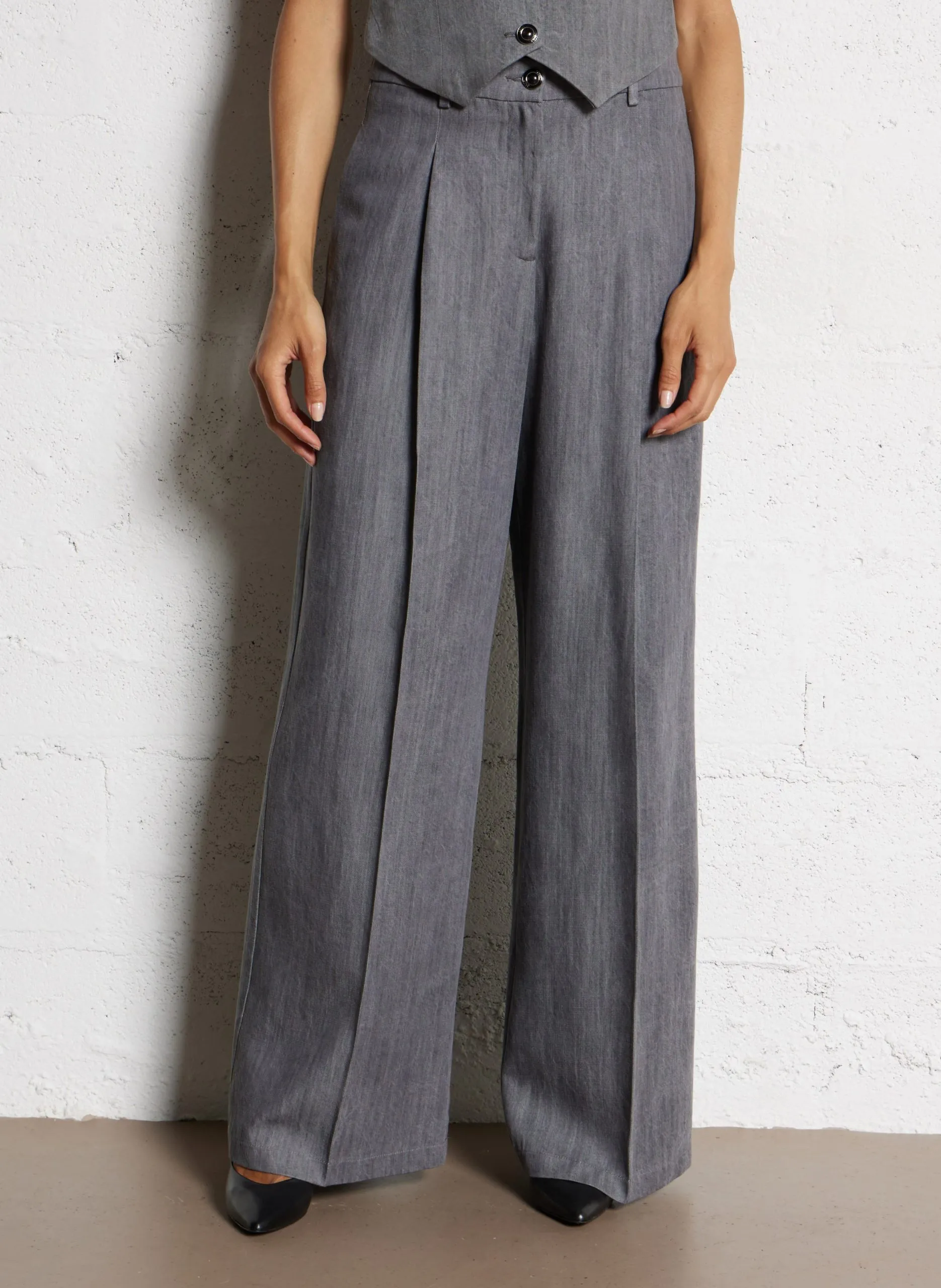 Pantalon large Gris