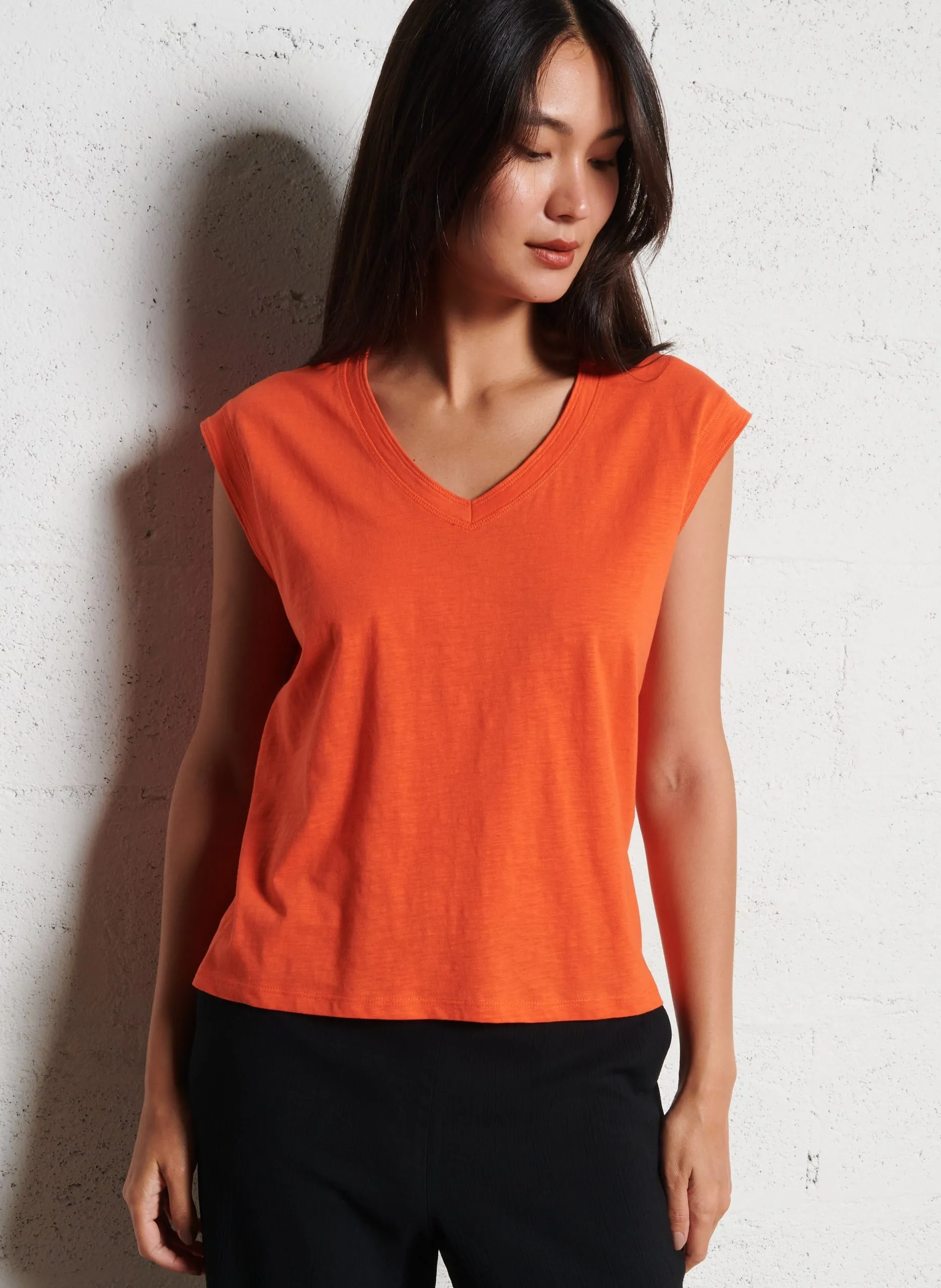 Débardeur chiné en coton Orange DELYA