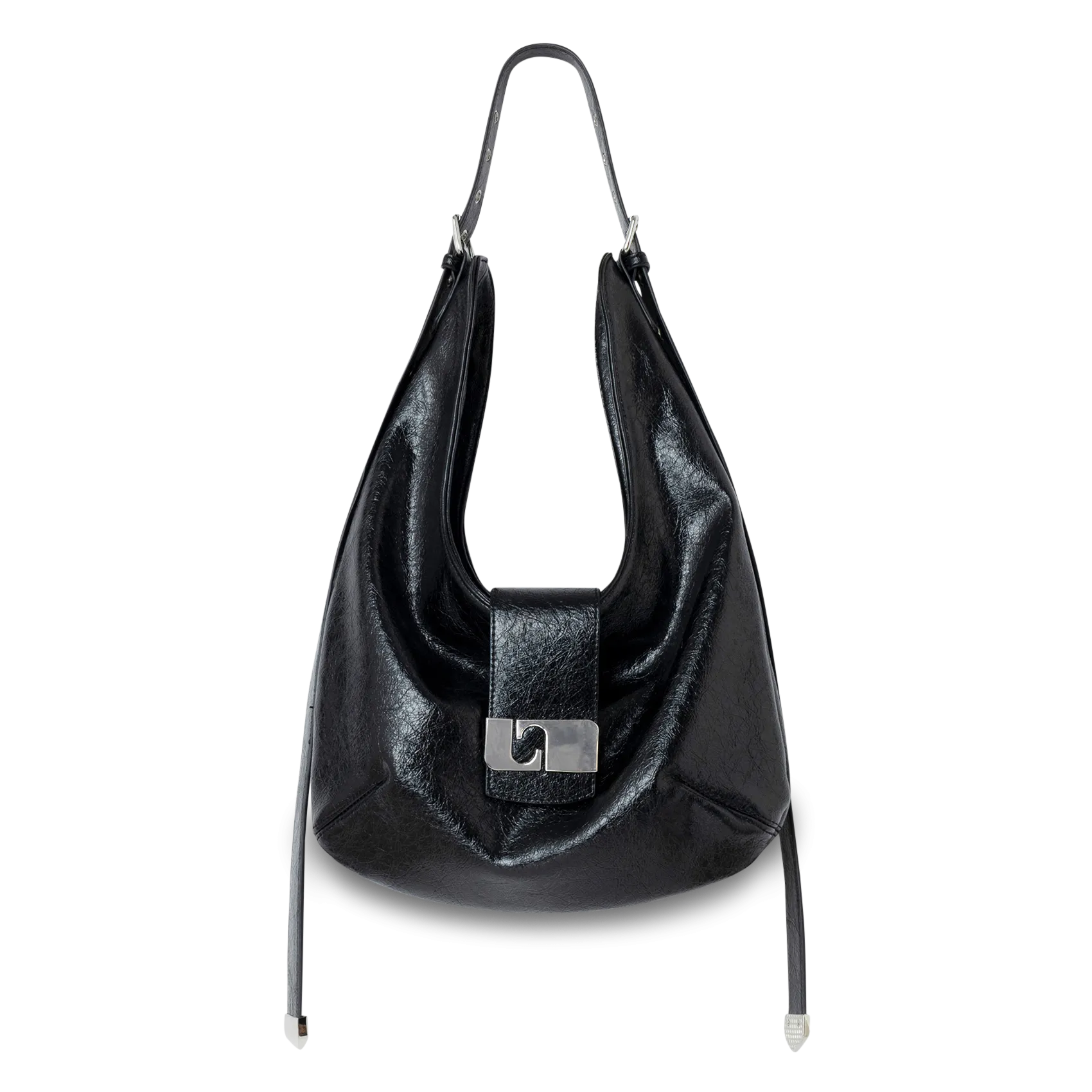 Sac souple demi-lune effet cuir usé Noir VIXEN