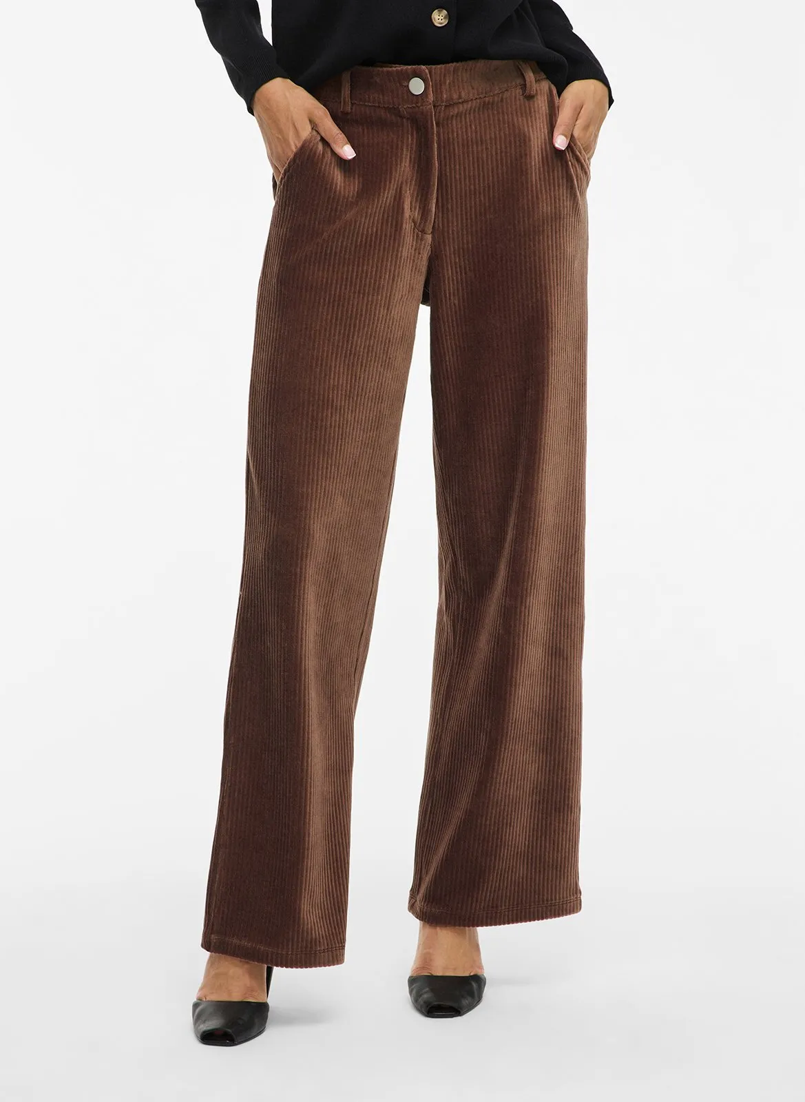 Pantalon large en coton mélangé Marron KITA