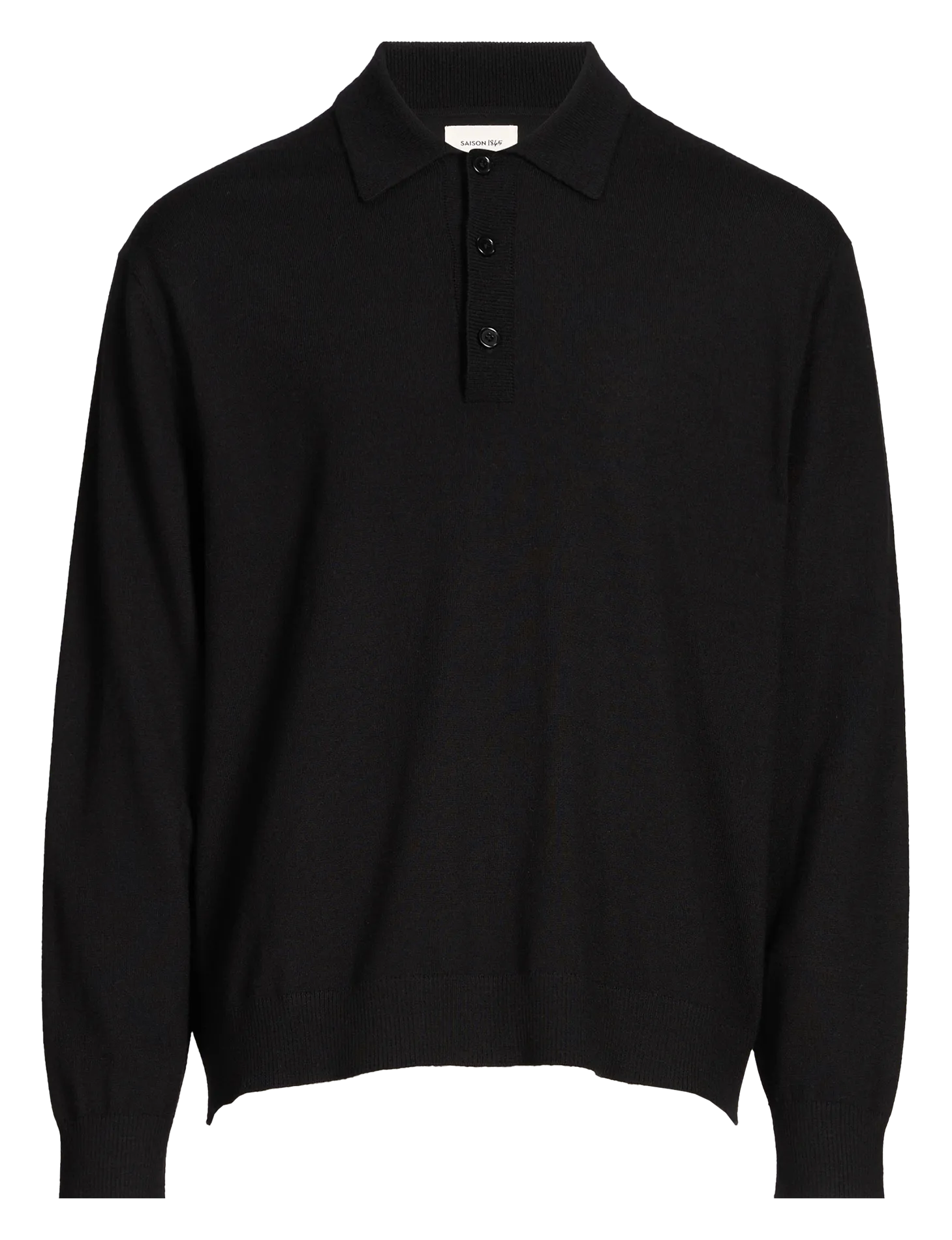 Polo droit en laine mérinos Noir ARNAU