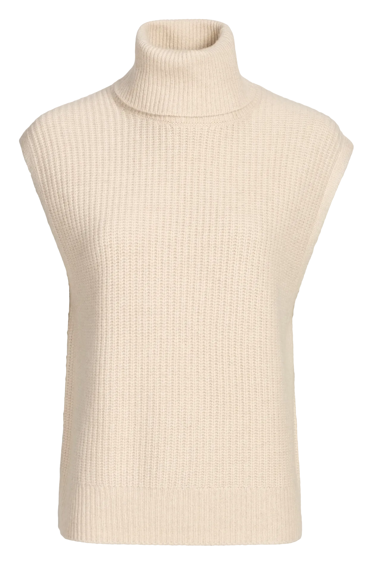 Pull col roulé sans manches en cachemire Beige WAIL