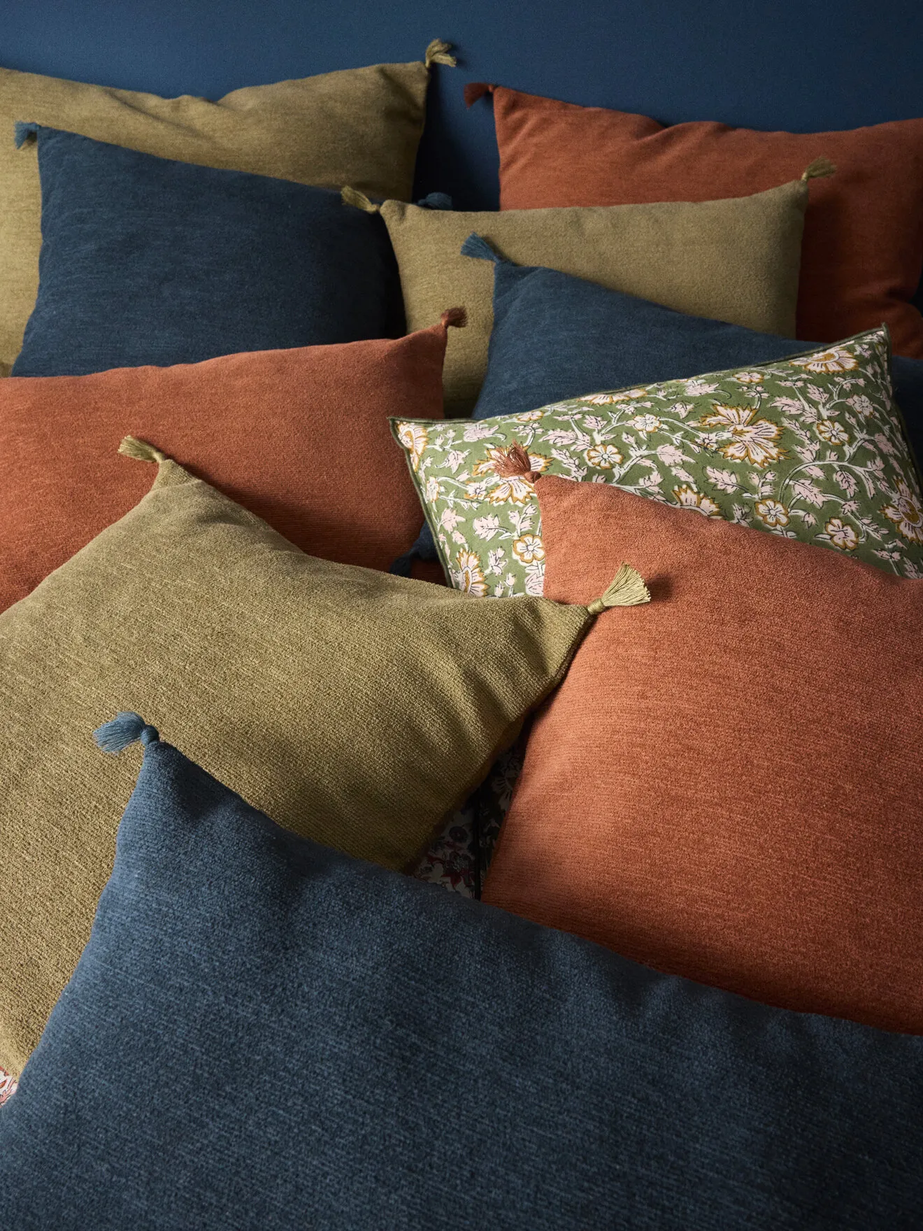 Housse de coussin en coton chenille Marron