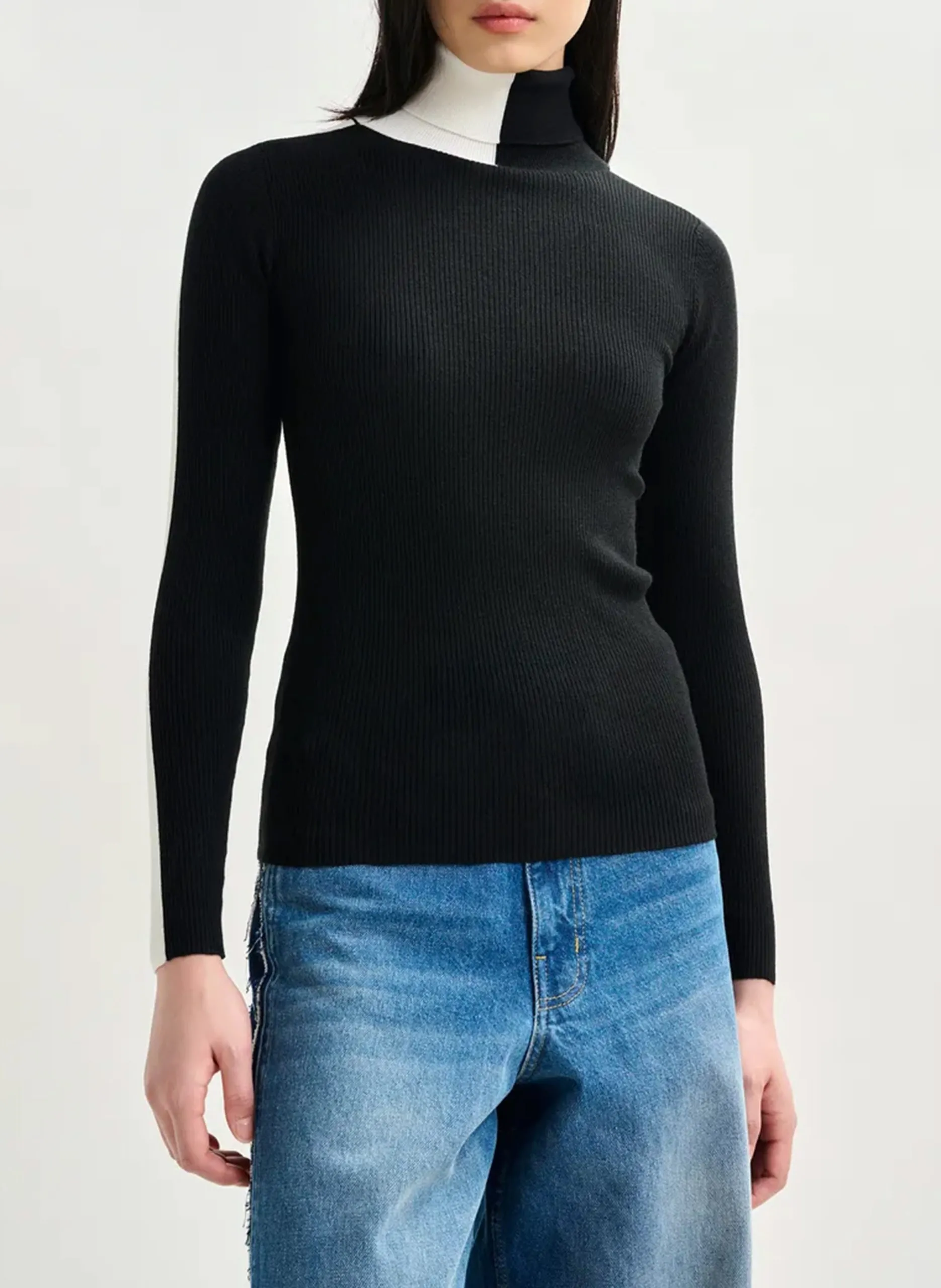 Pull moulant col roulé Noir IFFORT