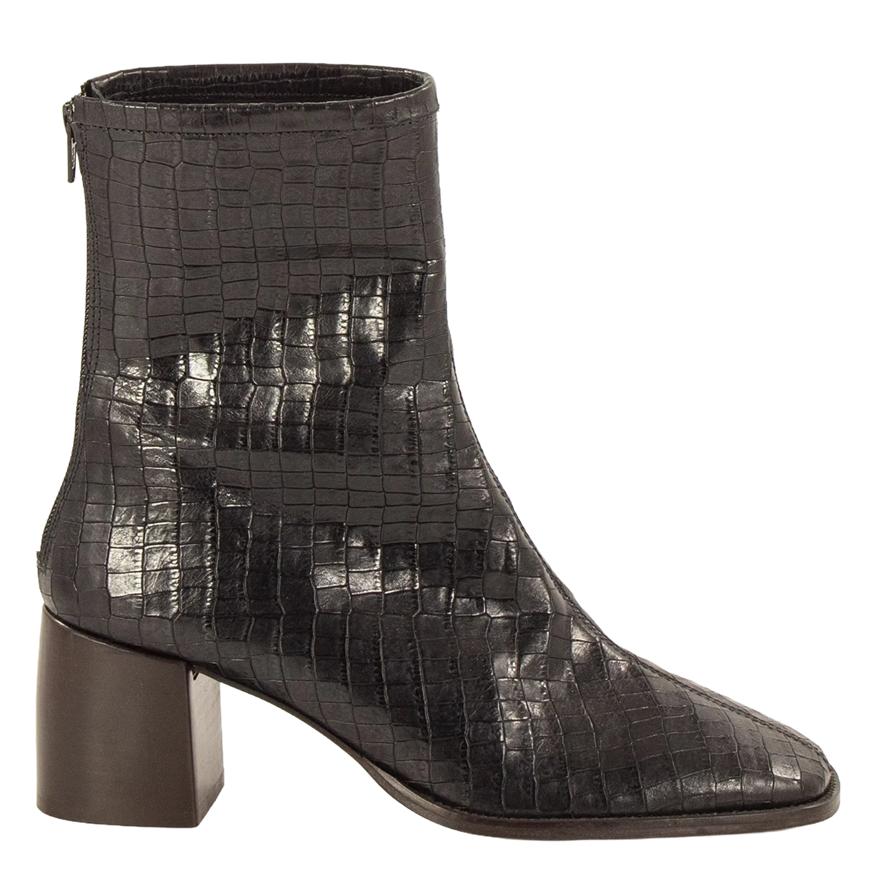 Bottines à talons en cuir aspect croco Noir GYPQUEEN E