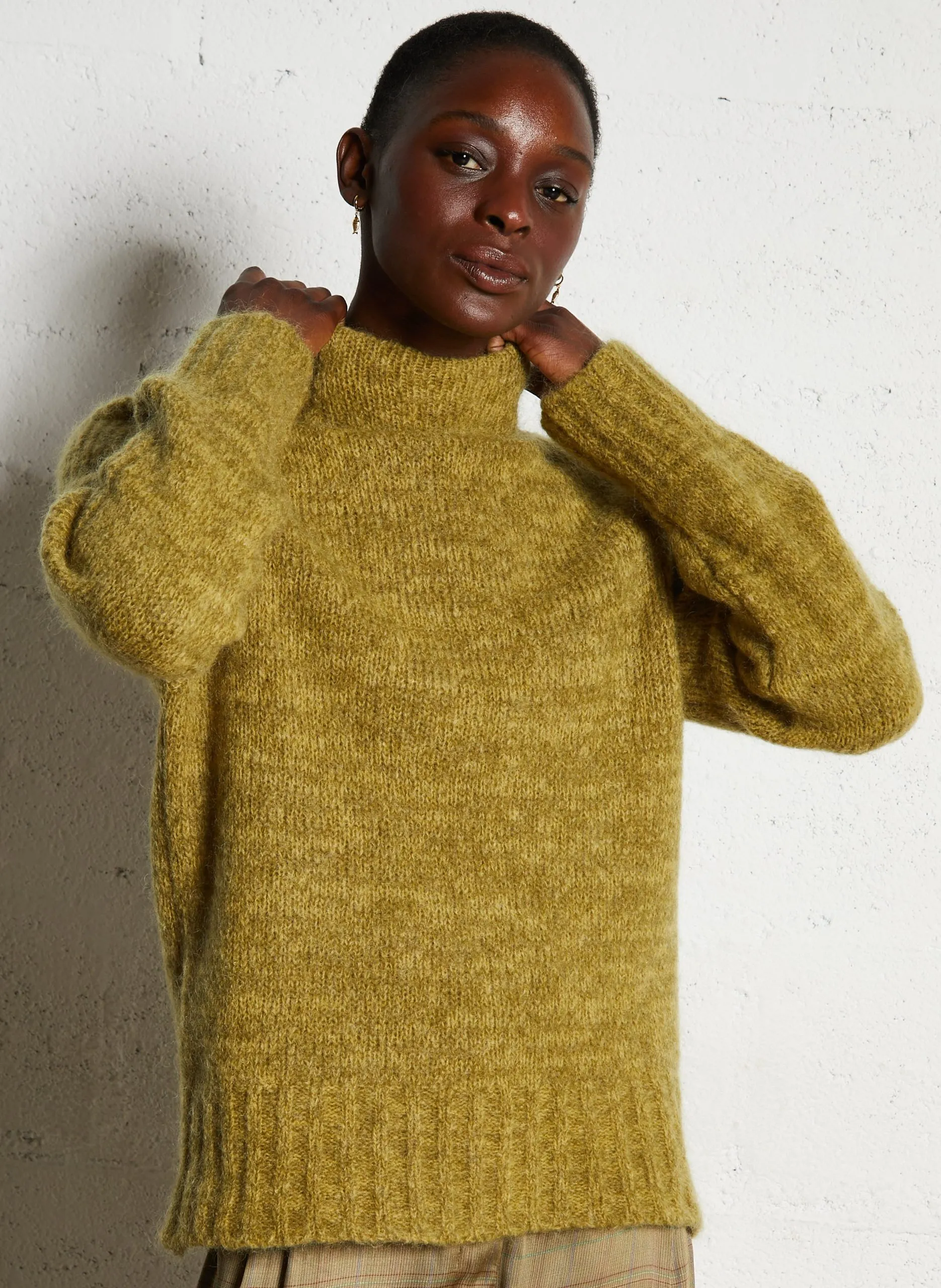 Pull droit col montant en laine mélangée Rouge BRIMA