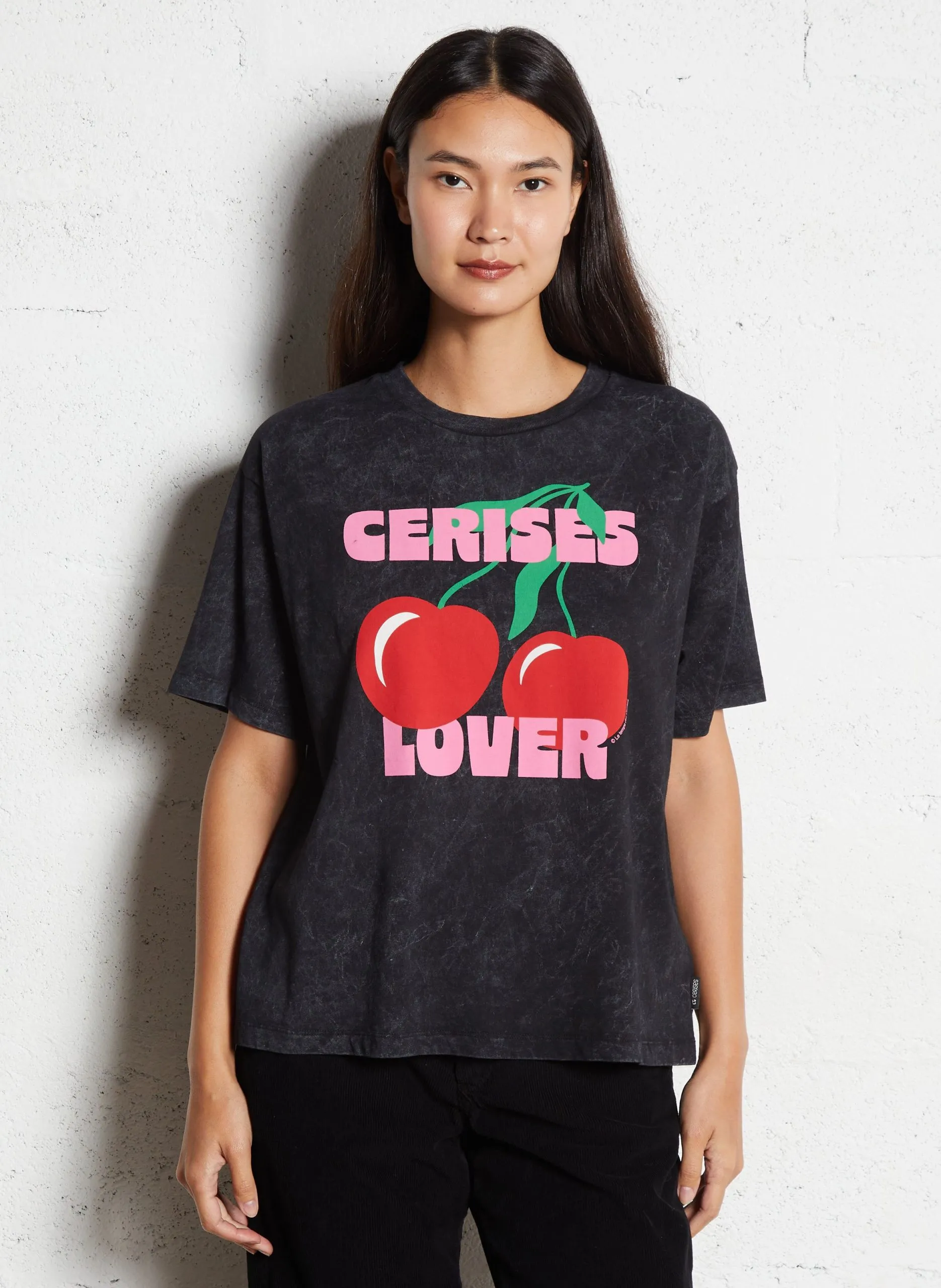 Tee-shirt col rond en coton Noir SPEARS