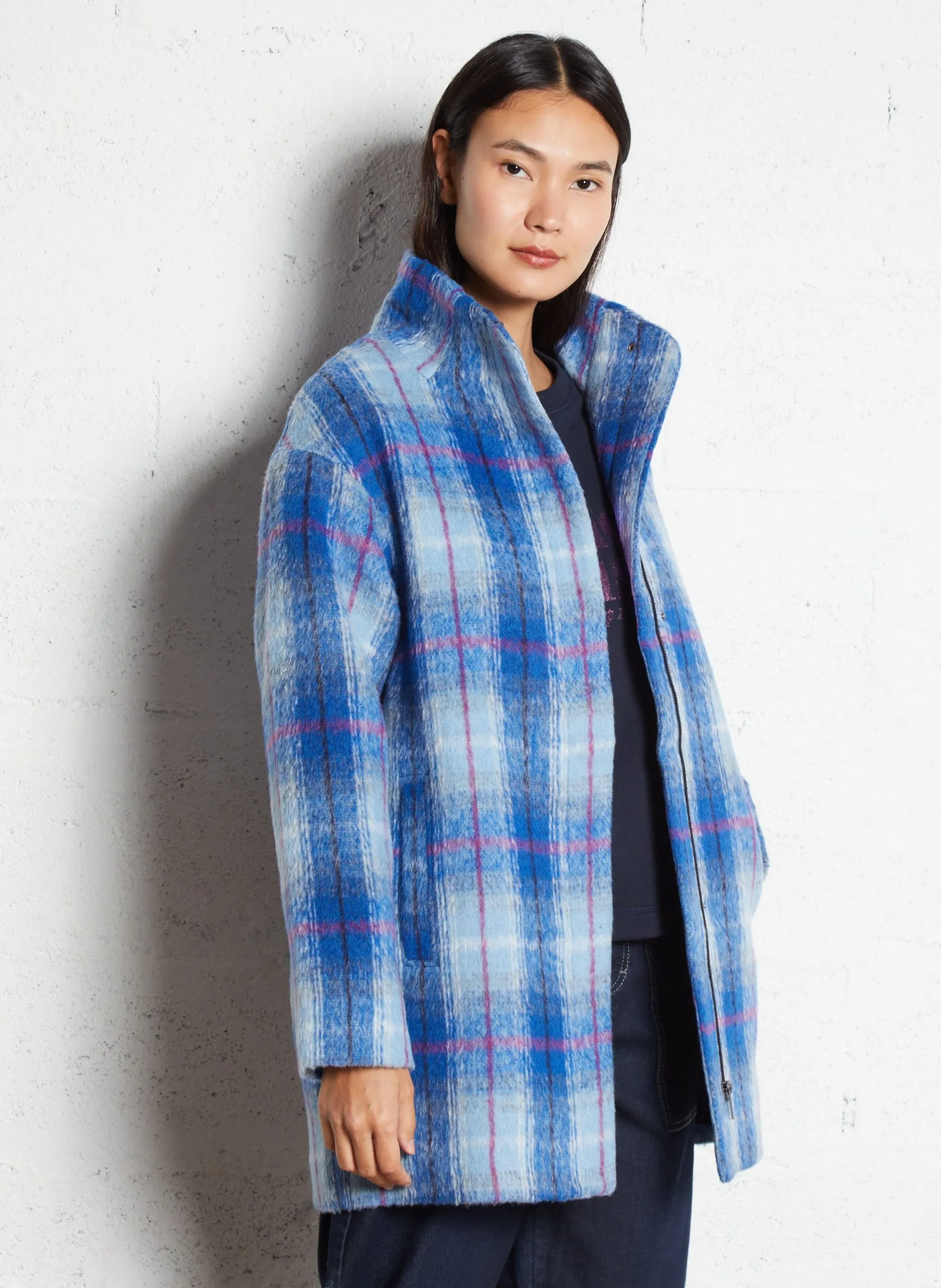 Manteau col montant Bleu