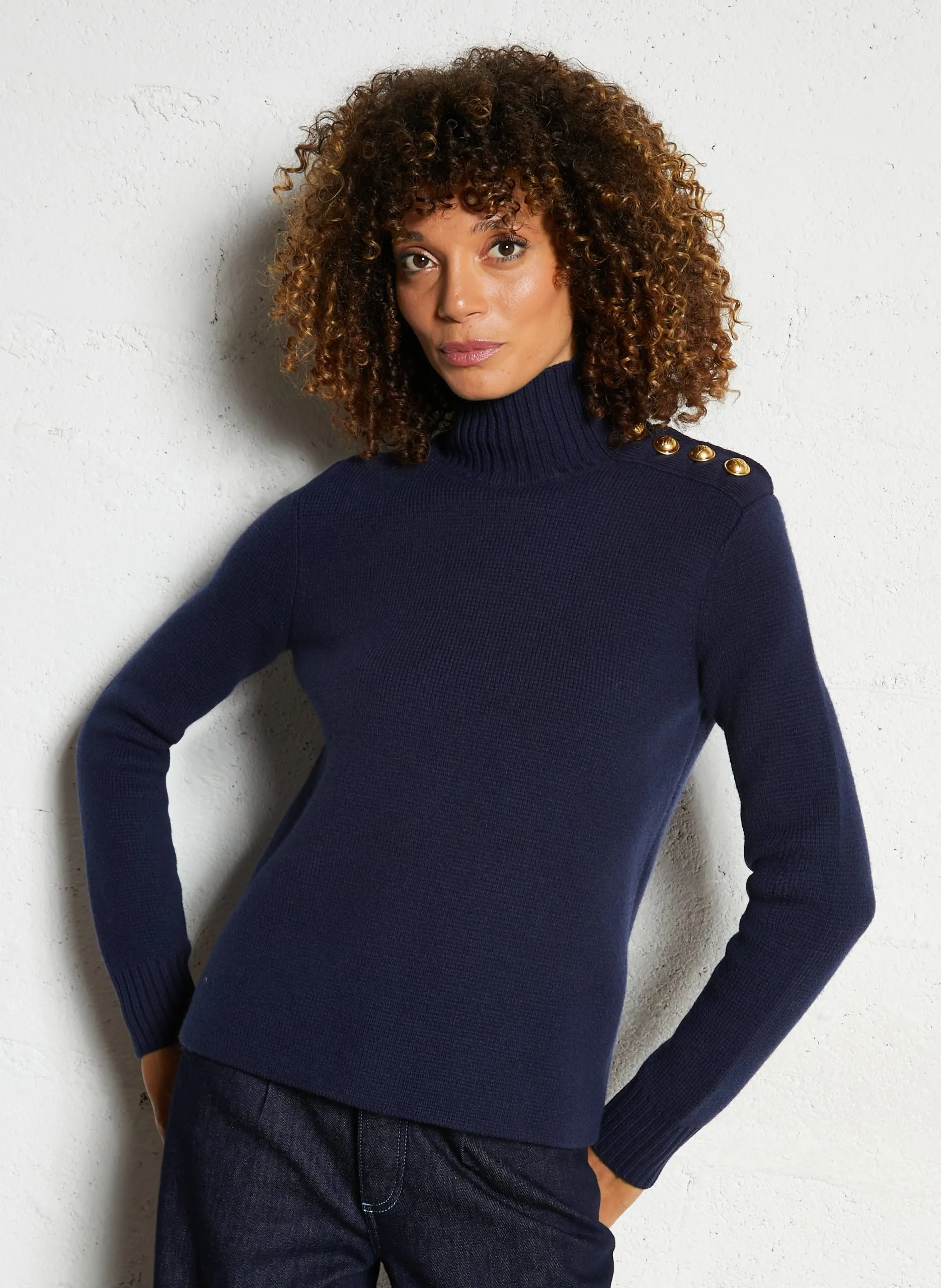 Pull droit en laine Bleu MAILLON