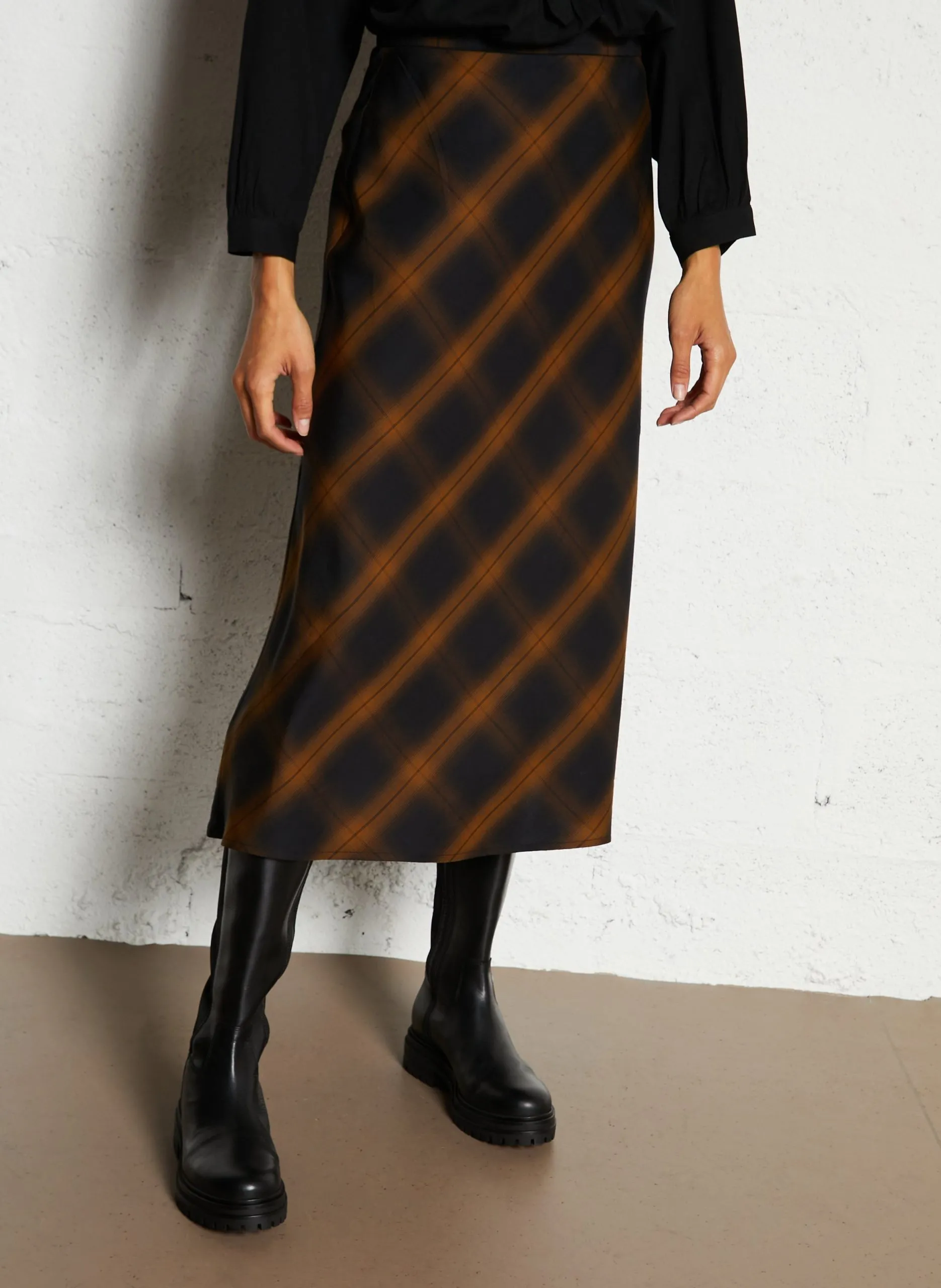 Jupe évasée à motifs Noir