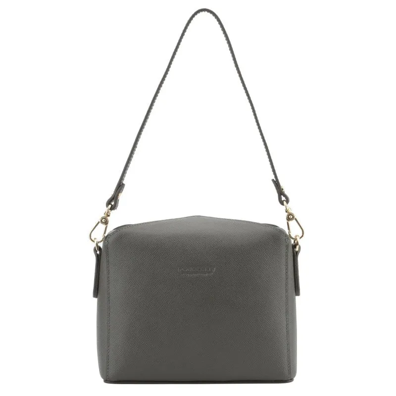 Sac porté épaule - toile enduite garnie cuir de vachette Gris