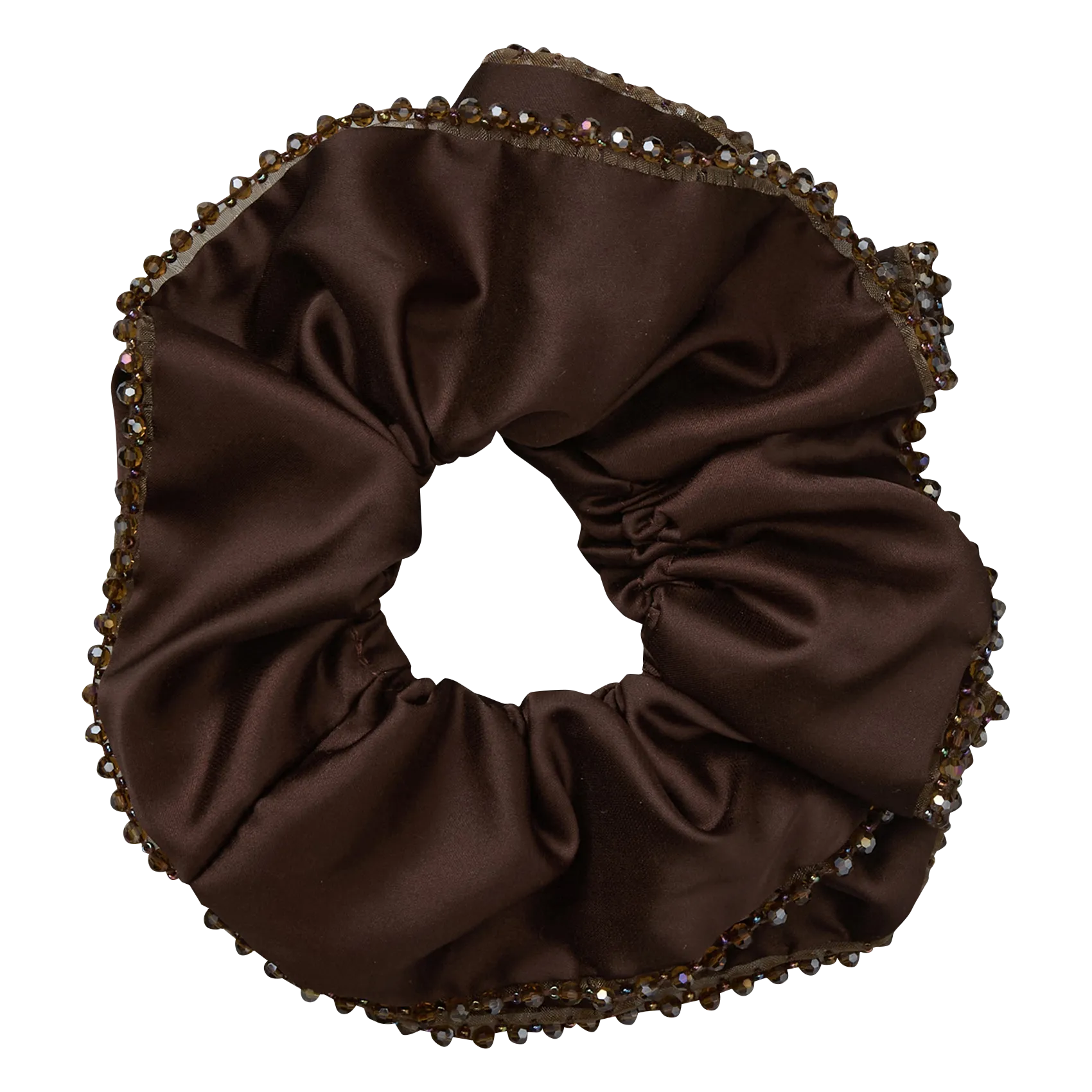 Chouchou avec perles Marron