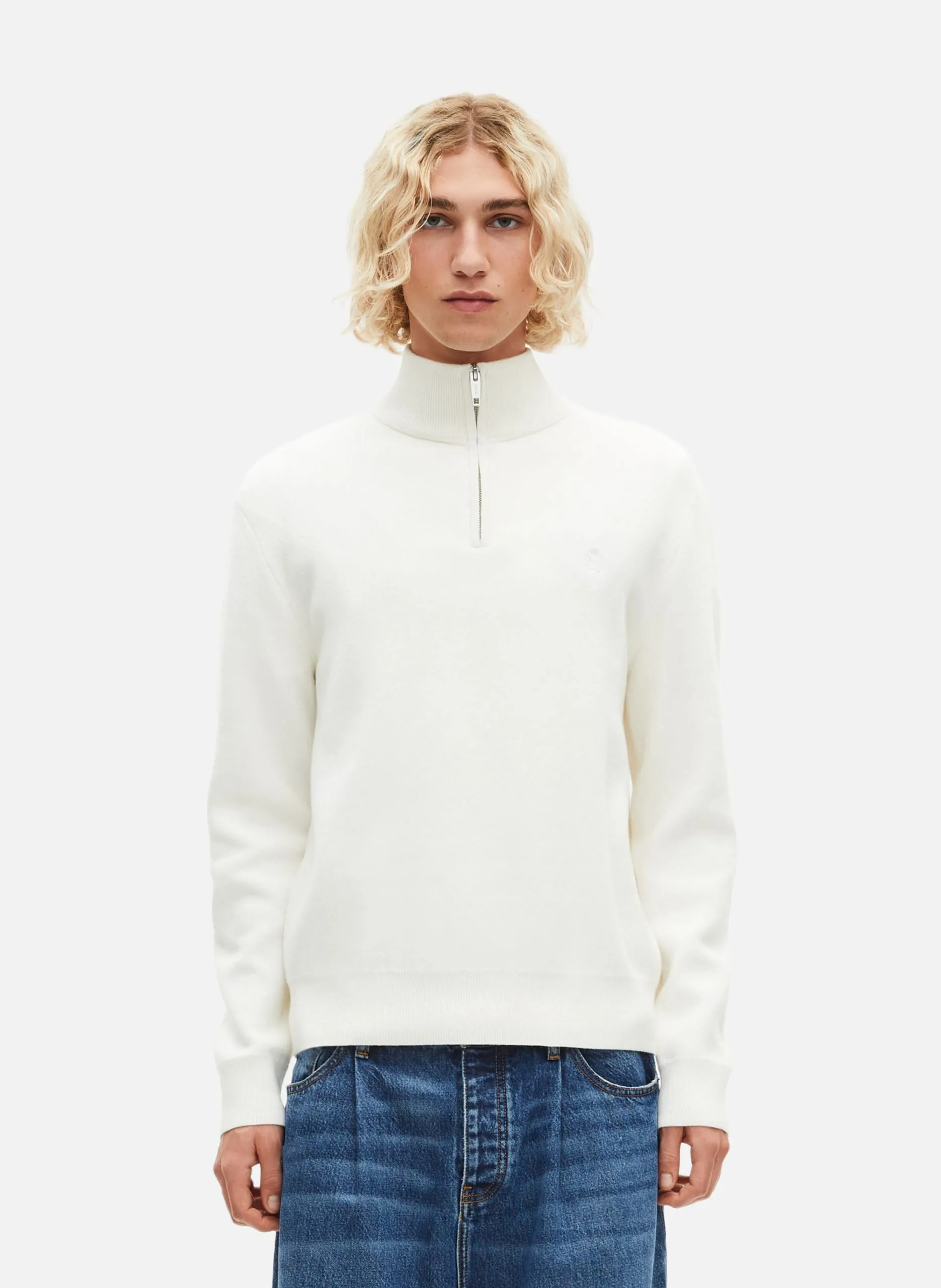 Pull col camionneur double face Beige