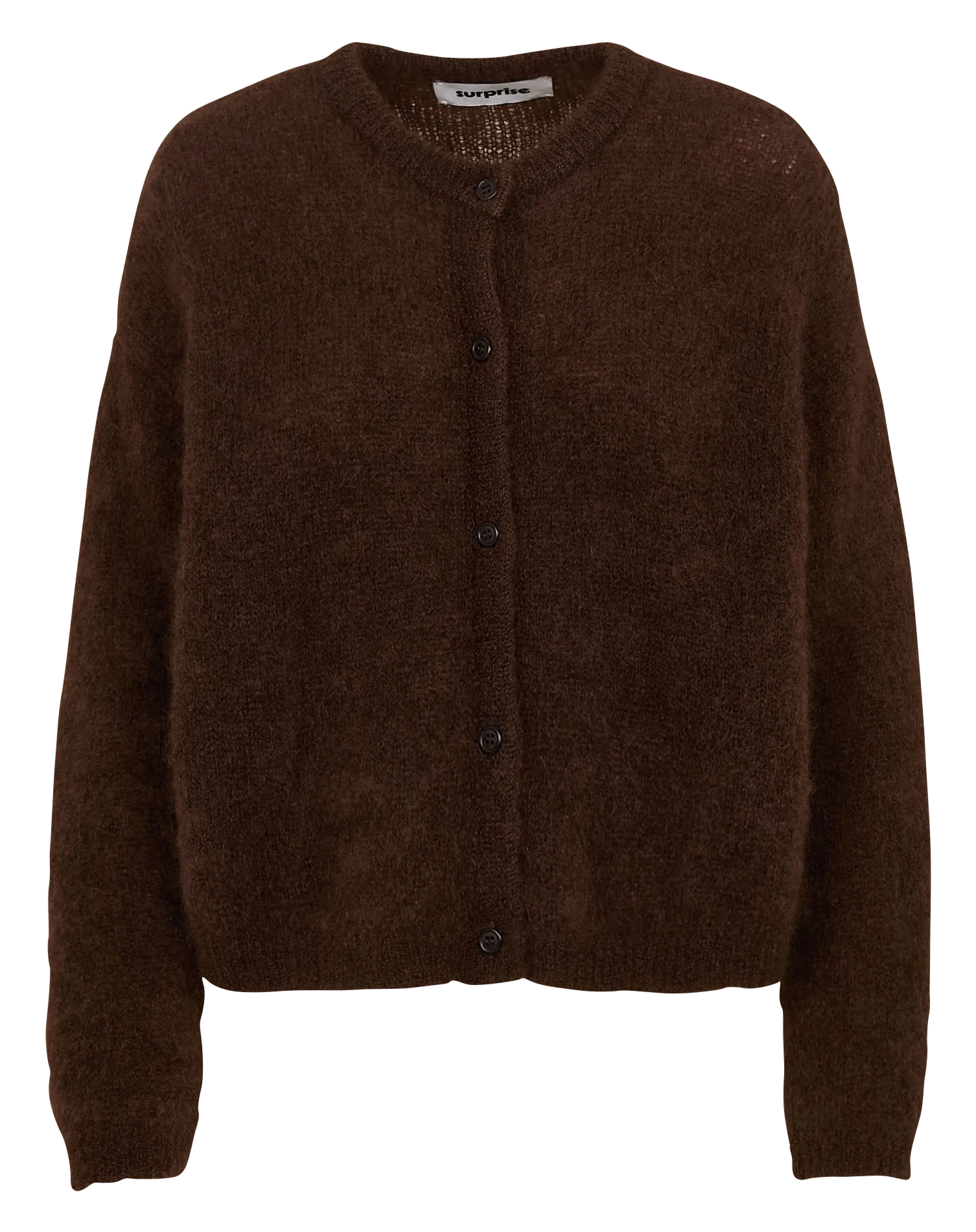 Gilet ample col rond en mohair mélangé Marron OLIVIA