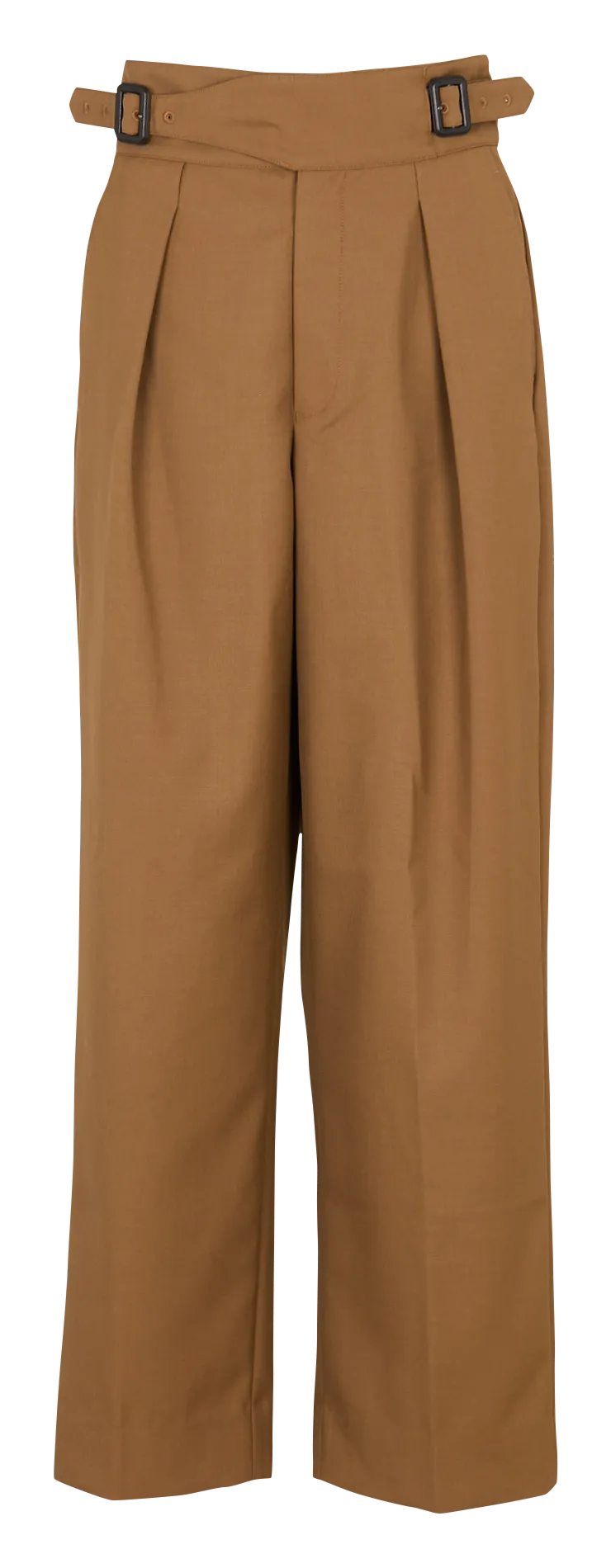 Pantalon ceinturé uni taille haute Marron PAOLA