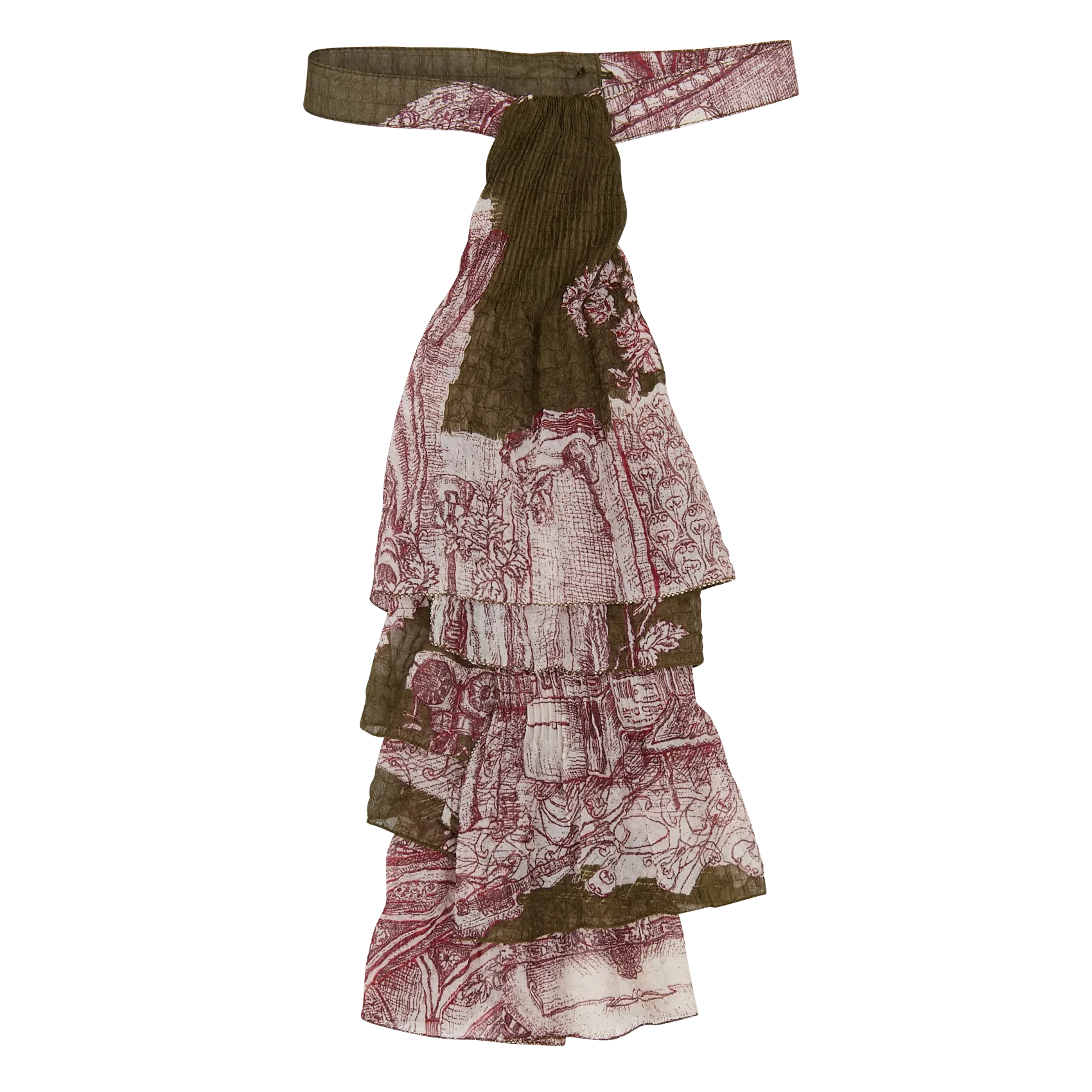 Cravate imprimée à volants Vert