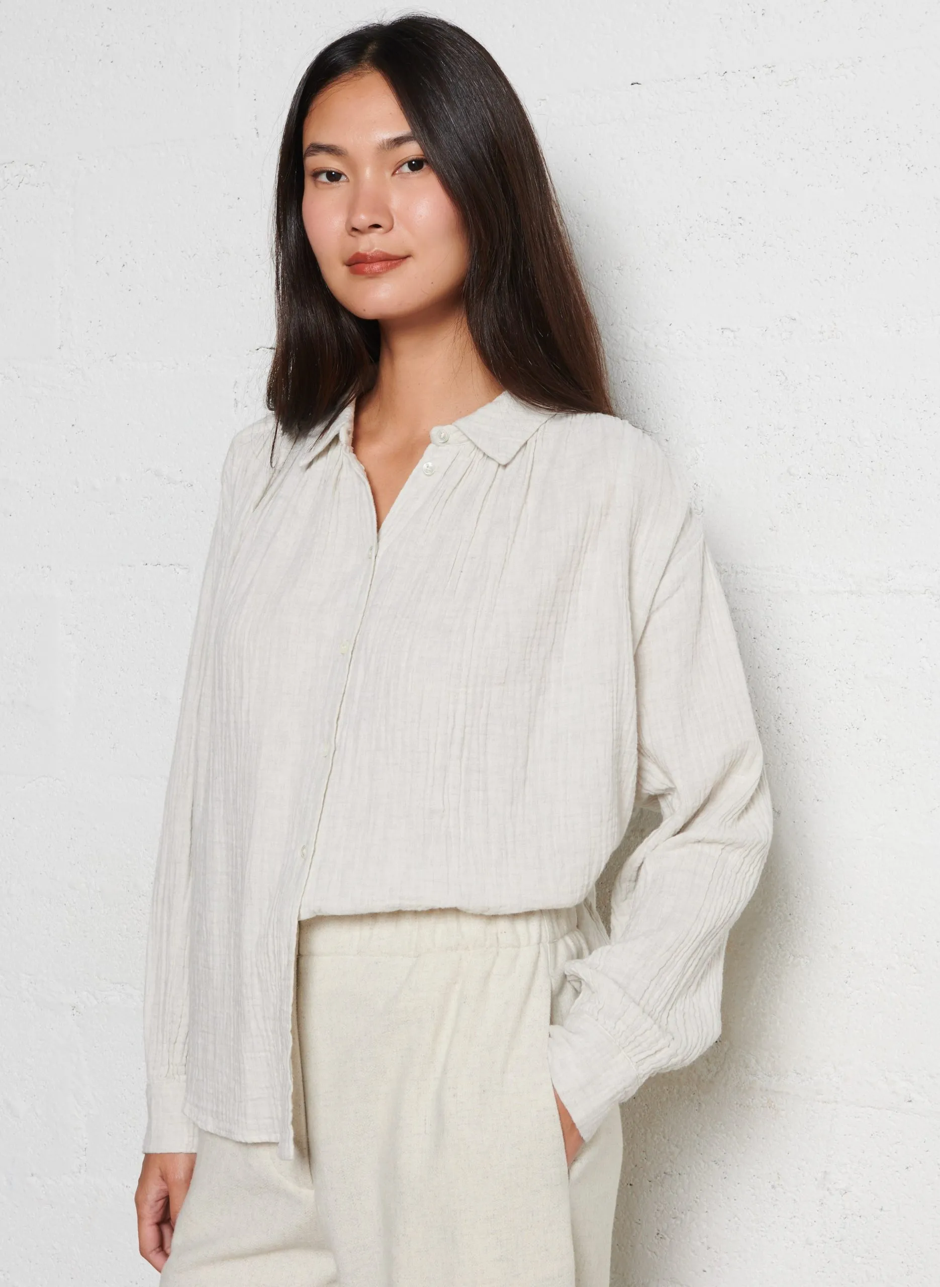 Chemise oversize col classique en coton Argent PIPPA