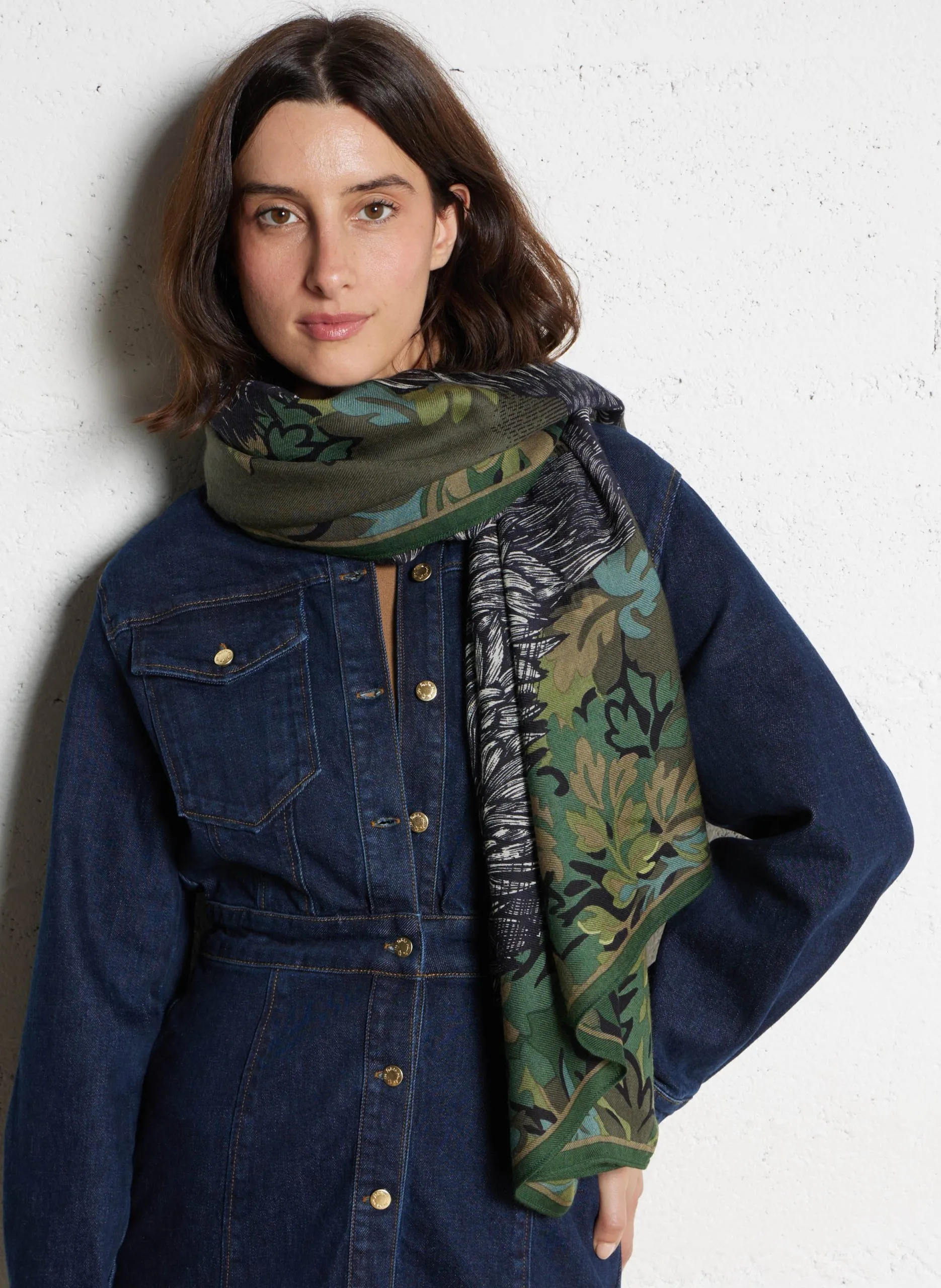 Foulard en laine Kaki WALTER