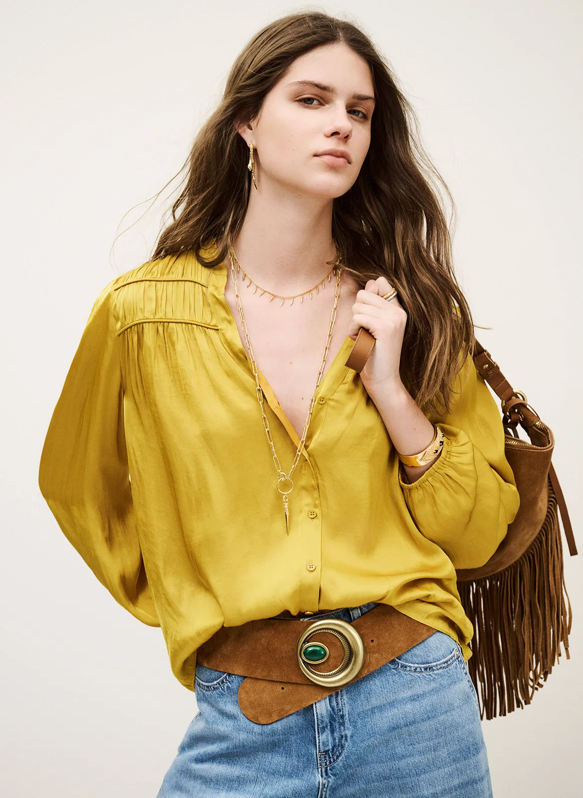 Chemise col V Jaune CESSIA