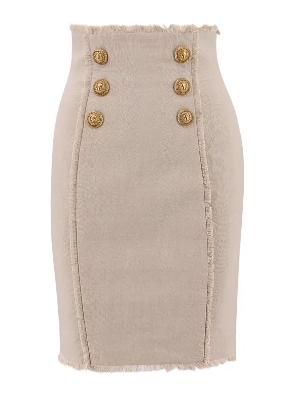 Balmain Jupe Midi - Beige - Beige - Femme | AF0LB845HB120AS