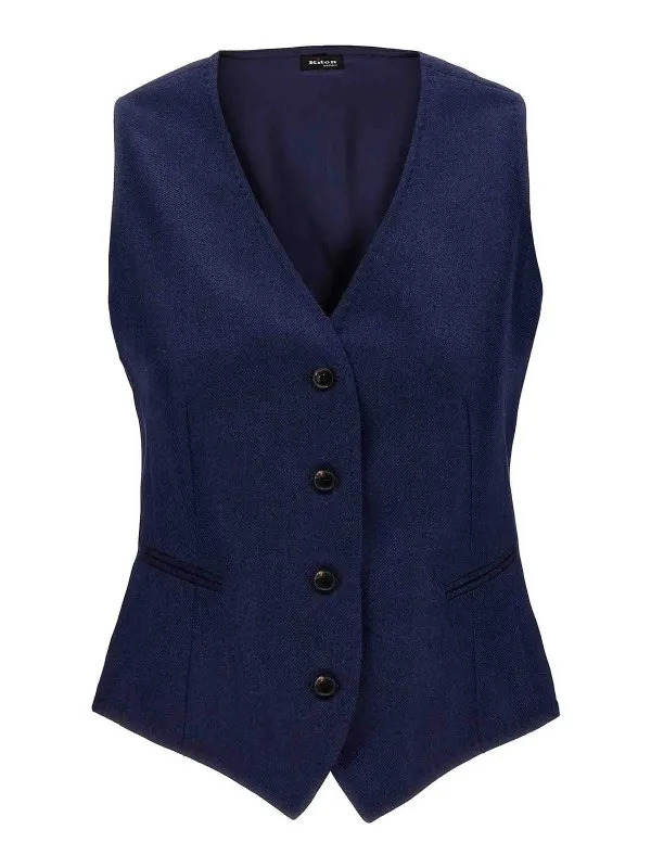 Kiton Gilet - Bleu - Bleu - Femme | D47456K0908B02 | thebs.com