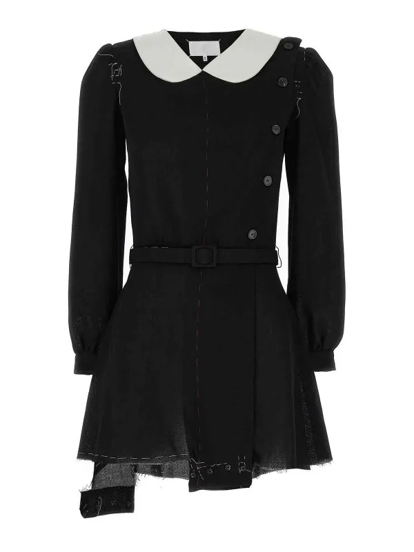 Maison Margiela Robe Au Genou - Blanc - Noir | S29FP0132S78377900