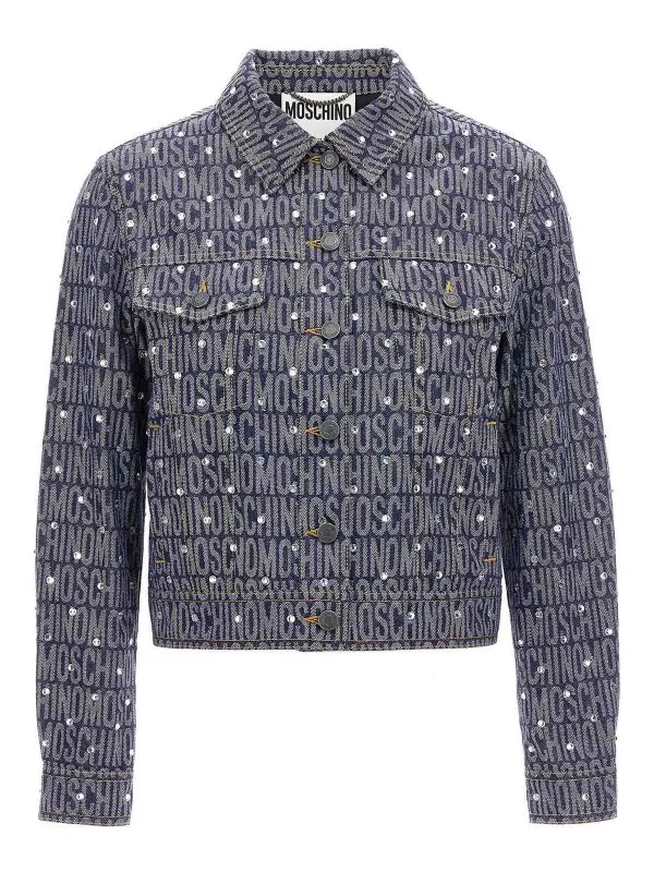 Moschino Blazer - Logo - Bleu - Femme | 050677232290 | thebs.com