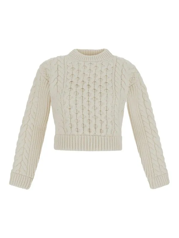 Patou Pull Col Rond - Blanc - Blanc - Femme | KN1388064009A