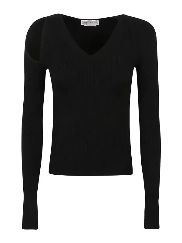 Alexander Mcqueen Pull À Col V - Noir - Noir | 768602Q1A651000
