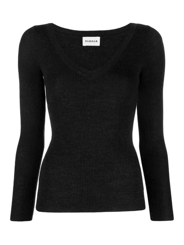 P.A.R.O.S.H. Pull Col Rond - Gris Foncé | D511583LEILA23037
