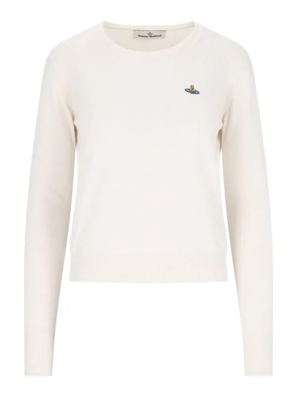 Vivienne Westwood Pull Col Bateau - Orb - Blanc | 1803002SY0010A402