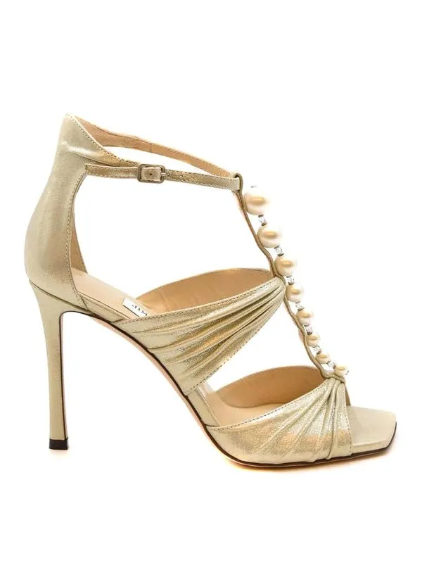 Jimmy Choo Sandales - Blanc - Or - Femme | AURA9537XHG222