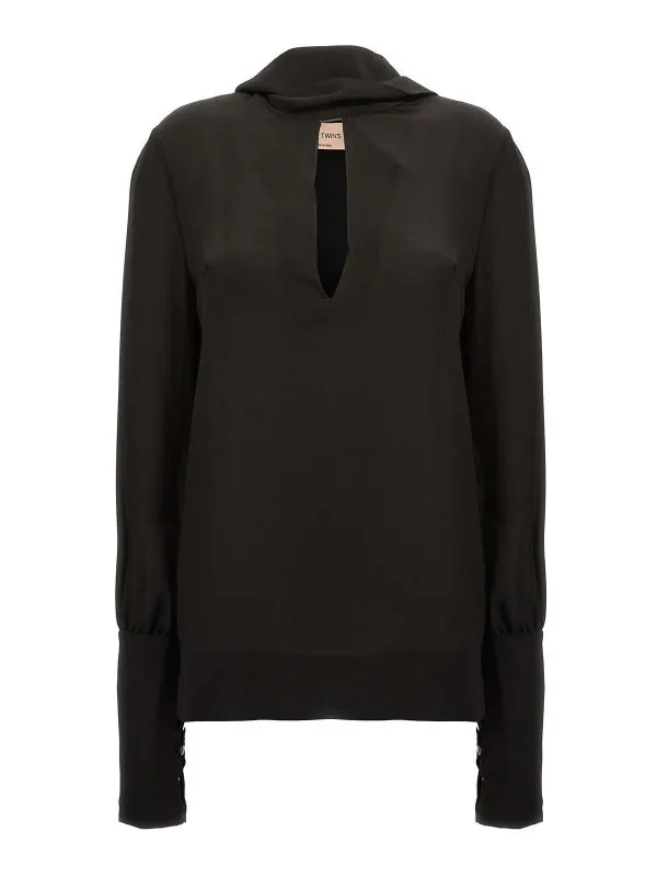 Le Twins Blouse - Noir - Noir - Femme | LECCENERO | thebs.com