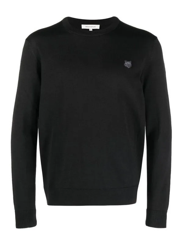 Maison Kitsuné Pull Col Rond - Noir - Noir | LM00811KT1036BLACK