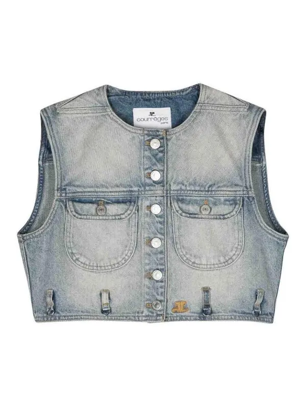 Courreges Gilet - Bleu Clair - Bleu Clair | 124DBL153DE00167011