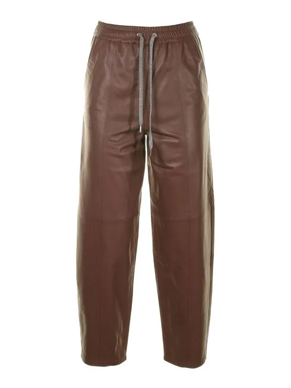 Eleventy Pantalons En Cuir - Marron - Marron | H85PANF01PEL0H01405