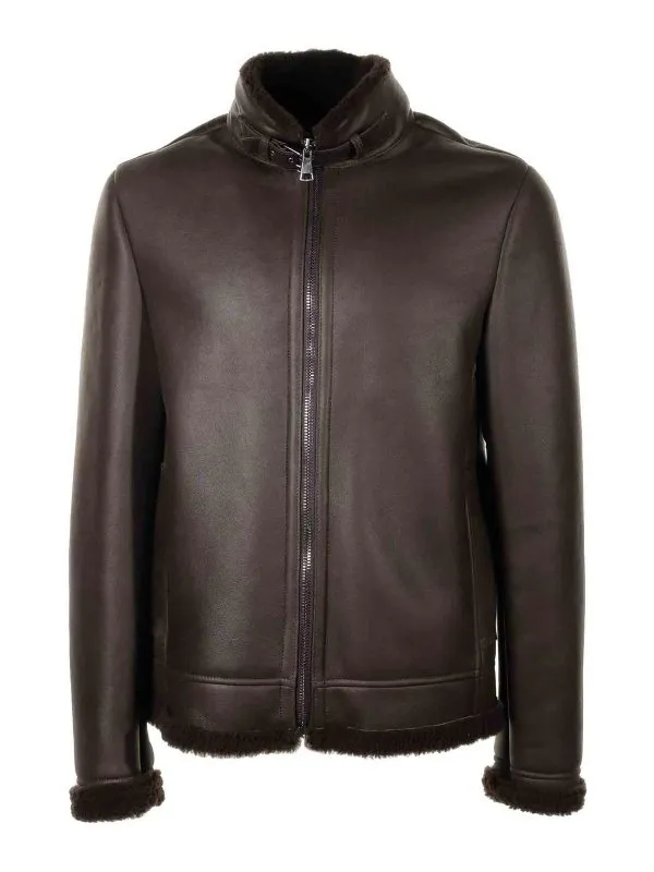 Gold Rush Blouson En Cuir - Marron Foncé - Homme | P2316MT98