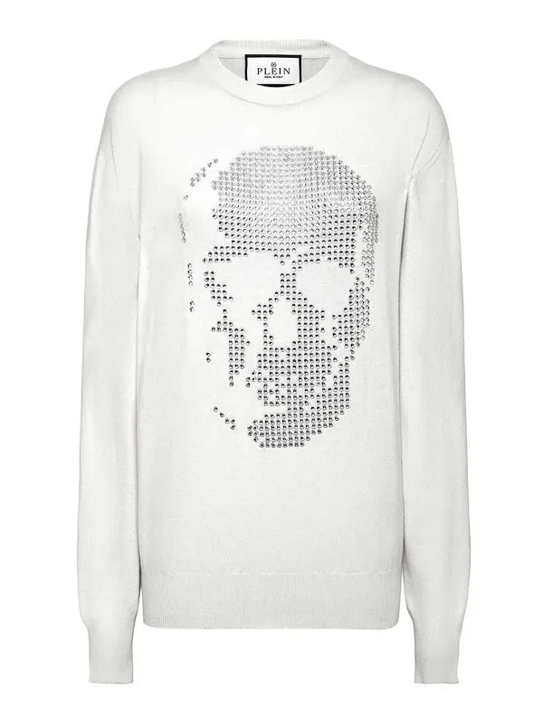 Philipp Plein Pull Col Rond - Blanc - Blanc | AACCWKKO0580PTE003N01