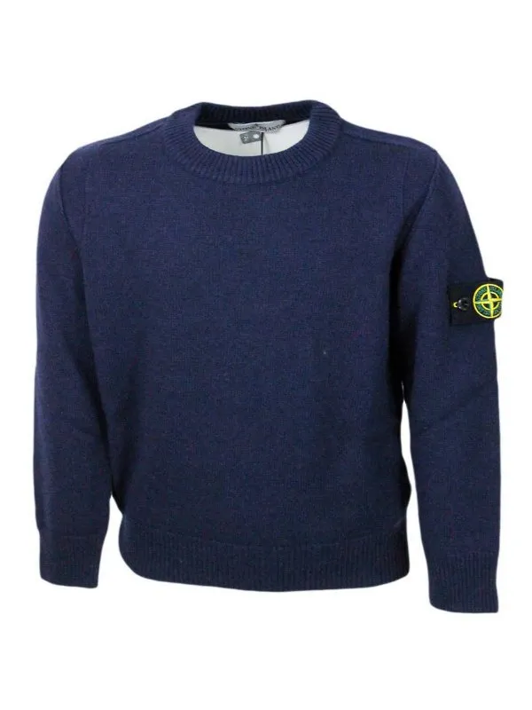Stone Island Junior Pull Col Rond - Bleu - Bleu | 7916502Z120