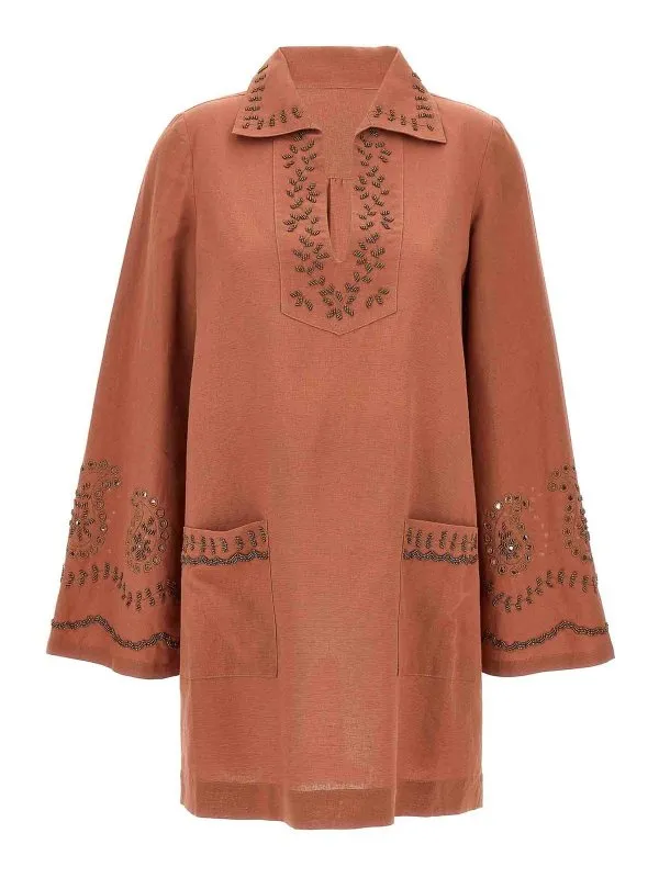 Fortela Robe Au Genou - Rouge Brun - Femme | WGENEVIEVECM009AMA