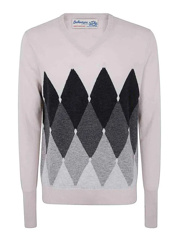 Ballantyne Pull À Col V - Blanc - Blanc - Homme | B2P00112KA898