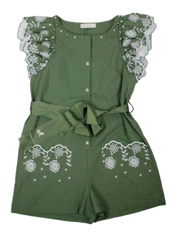 Monnalisa Robe Au Genou - Vert - Vert - Fille | 17920197530024