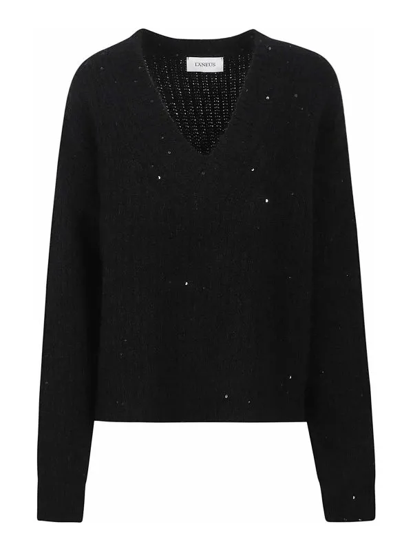 Laneus Pull À Col V - Noir - Noir - Femme | F4LAWOJP109110