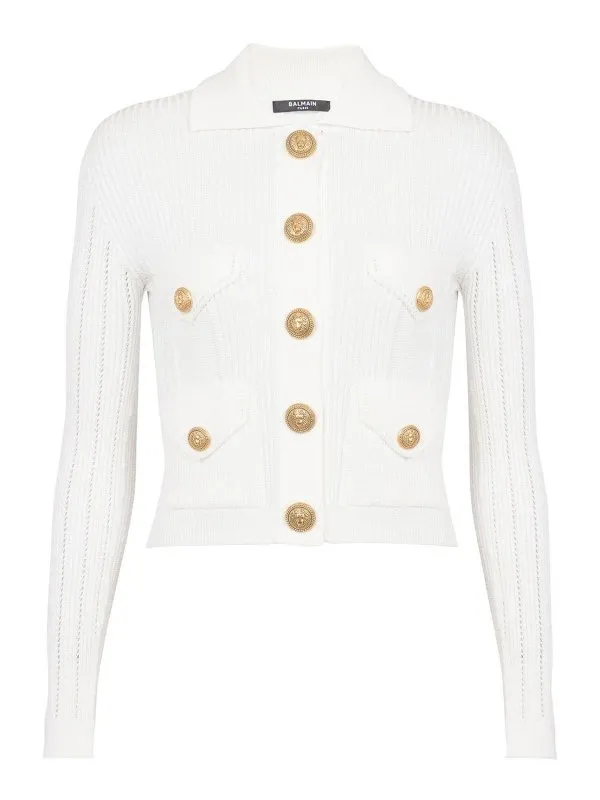 Balmain Cardigan - Blanc - Blanc - Femme | CF1KL150KF240FA