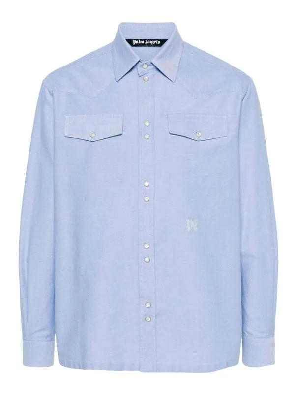 Palm Angels Chemise - Bleu - Bleu - Homme | PMGE028R24FAB0014003