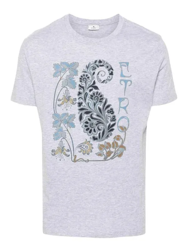 Etro T-Shirt - Noir - Gris Clair - Homme | MRMA0002AI004X0838