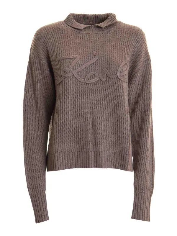 Karl Lagerfeld Pull Col Rond - Beige - Beige - Femme | 246W2000190