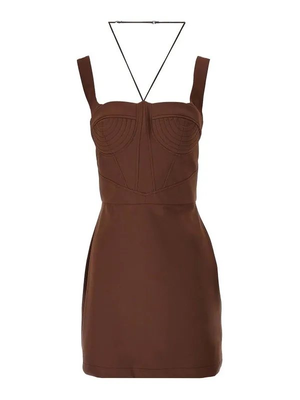 Nensi Dojaka Robe Au Genou - Marron - Marron | NDSS25DR243BROWN