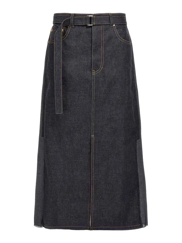 Sacai Jupe Midi - Bleu - Bleu - Femme | 2507829499 | thebs.com