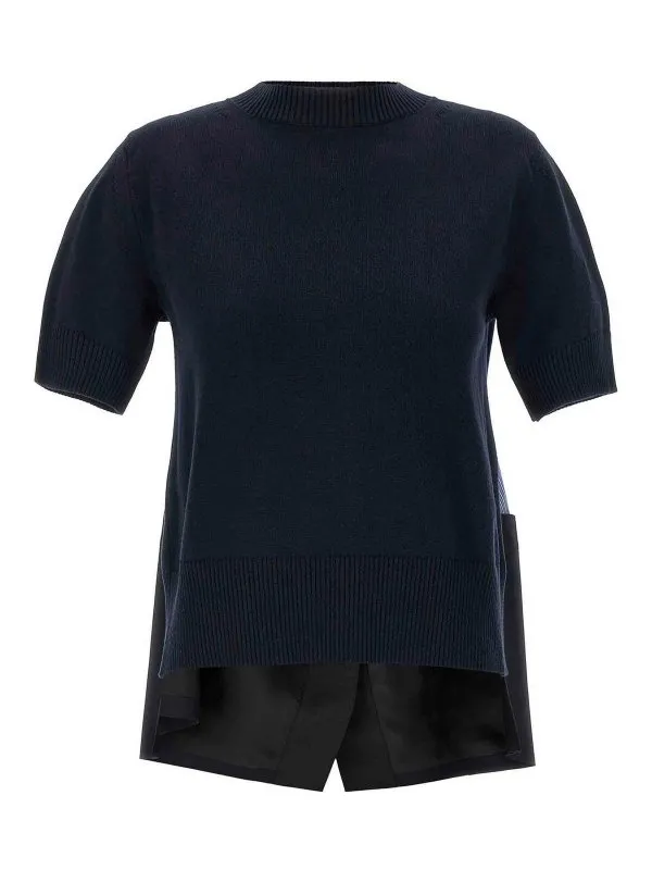 Sacai Pull Col Rond - Bleu - Bleu - Femme | 2507849239